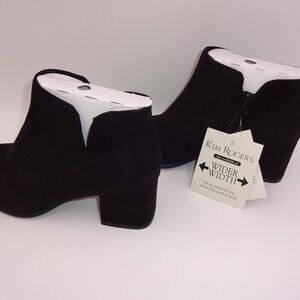 NIB New Womens Kim Rogers Black Faux Suede Renley Ankle Boots Booties Size 6 6M